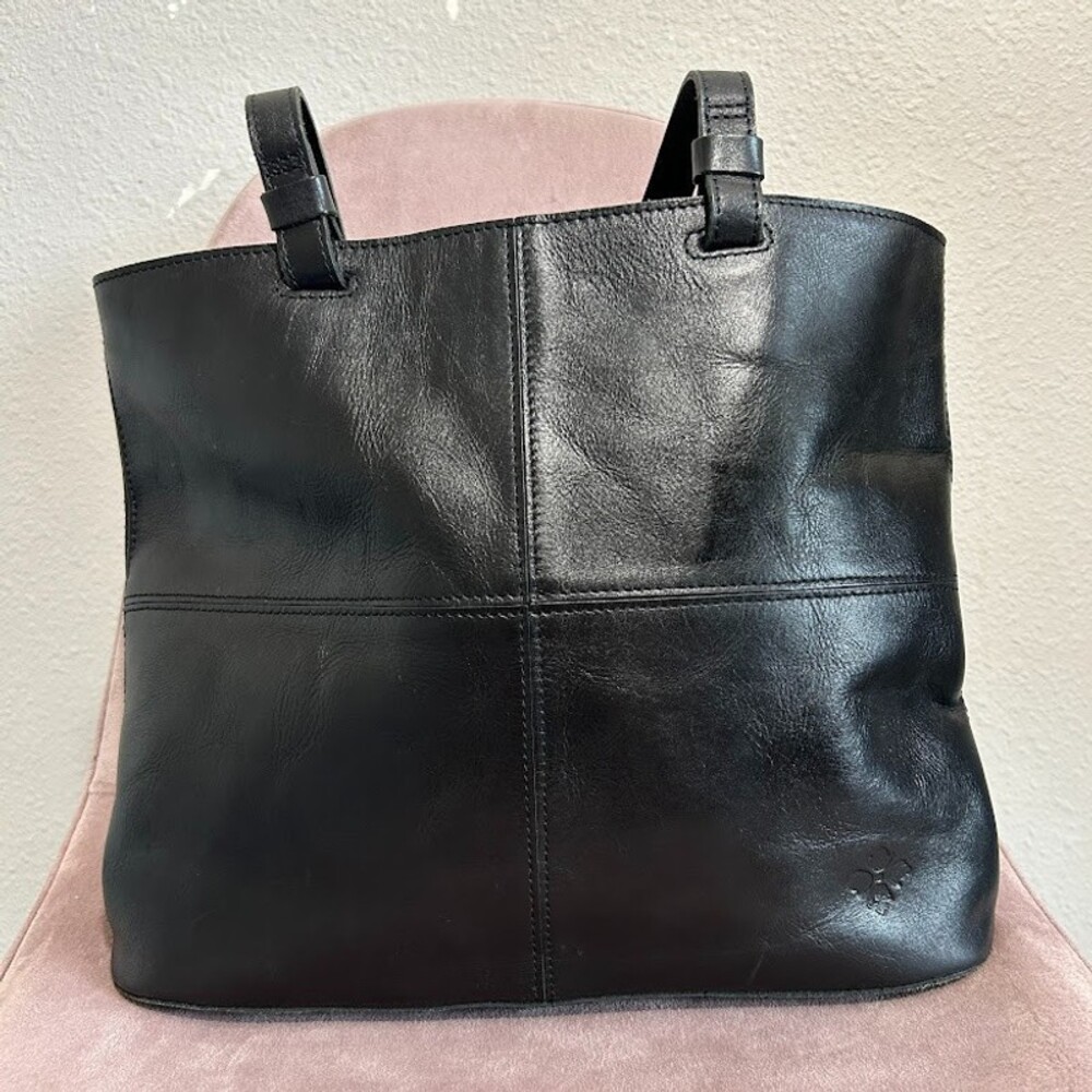 Patricia Nash Black Leather Shoulder Tote